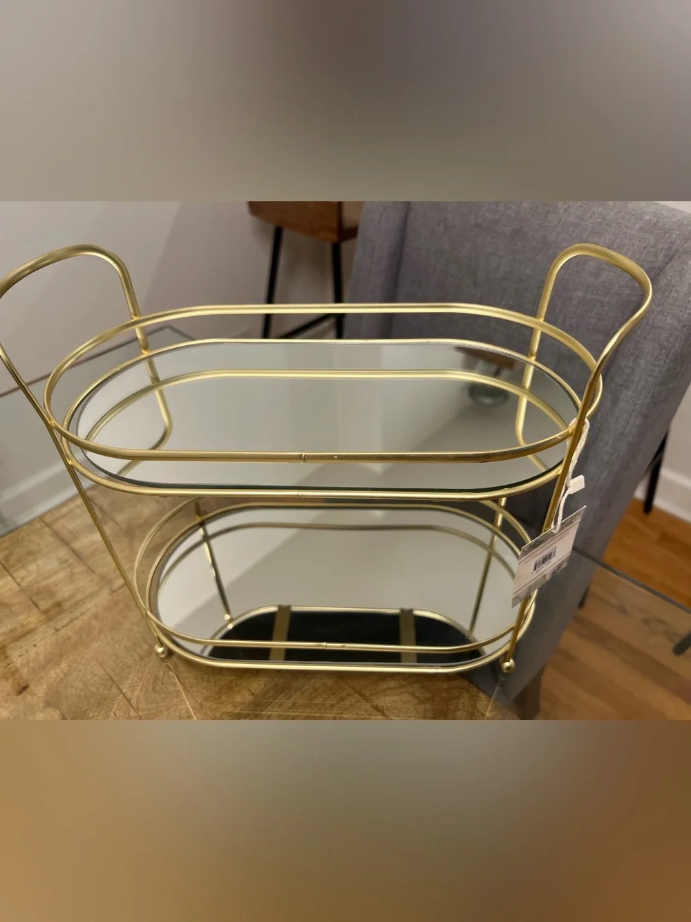 Gold Two-Tier vanity Mirrored Bathroom Organizer tray